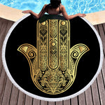 BeddingOutlet Round Beach Towel for Adults Summer Toalla Tassel Yoga Mat Hamsa Hand Printed Serviette De Plage