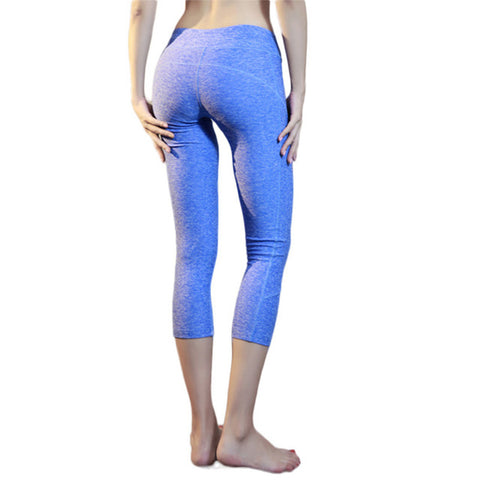 Women's Yoga Capri Pants Workout Running Legging Yoga Pants (Blue)