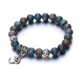 17KM Vintage OM Rune Beads Bracelets For Women Men Ethnic Stone Strand Charm Yoga Bracelets & Bangles Statement Jewelry DIY Gift